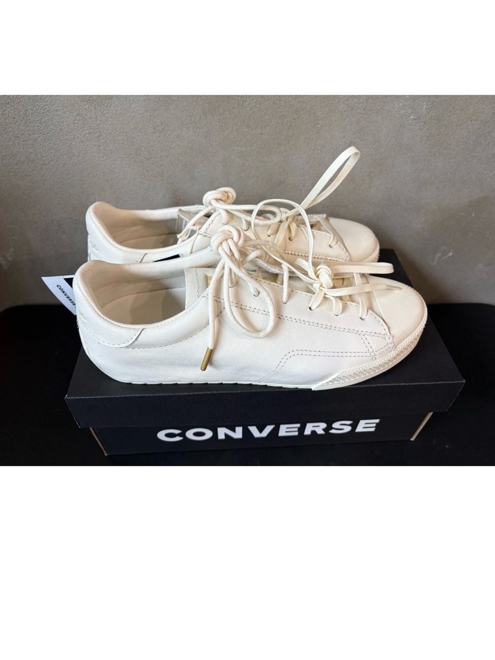 Converse Low Top Leather Sneakers in Cream